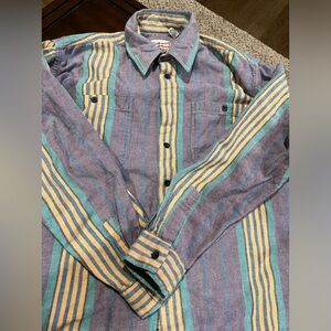 Vintage Men’s Checkpoint Button down casual striped shirt size large purple